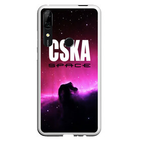 Чехол для Honor P Smart Z с принтом CSKA space в Кировске, Силикон | Область печати: задняя сторона чехла, без боковых панелей | Тематика изображения на принте: cska | конь | космос | красно синие | на макете изображена космическая туманность в виде коня   символа пфк цска.цска | премьер лига | футбол | чемпион