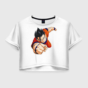 Женская футболка 3D укороченная с принтом Dragon Ball в Кировске, 100% полиэстер | круглая горловина, длина футболки до линии талии, рукава с отворотами | 