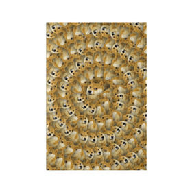 Обложка для паспорта матовая кожа с принтом Фрактал из Doge в Кировске, натуральная матовая кожа | размер 19,3 х 13,7 см; прозрачные пластиковые крепления | Тематика изображения на принте: мем | собака | хаски