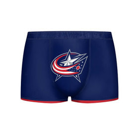 Мужские трусы 3D с принтом Columbus Blue Jackets в Кировске, 50% хлопок, 50% полиэстер | классическая посадка, на поясе мягкая тканевая резинка | Тематика изображения на принте: columbus blue jackets | hockey | nhl | нхл | хоккей