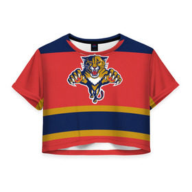 Женская футболка 3D укороченная с принтом Florida Panthers в Кировске, 100% полиэстер | круглая горловина, длина футболки до линии талии, рукава с отворотами | florida panthers | hockey | nhl | нхл | хоккей