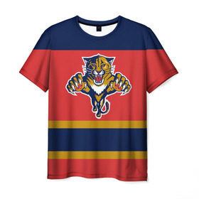 Мужская футболка 3D с принтом Florida Panthers в Кировске, 100% полиэфир | прямой крой, круглый вырез горловины, длина до линии бедер | Тематика изображения на принте: florida panthers | hockey | nhl | нхл | хоккей