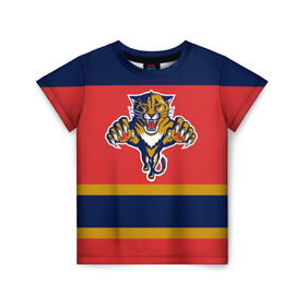 Детская футболка 3D с принтом Florida Panthers в Кировске, 100% гипоаллергенный полиэфир | прямой крой, круглый вырез горловины, длина до линии бедер, чуть спущенное плечо, ткань немного тянется | Тематика изображения на принте: florida panthers | hockey | nhl | нхл | хоккей