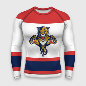 Мужской рашгард 3D с принтом Florida Panthers white в Кировске,  |  | Тематика изображения на принте: florida panthers | hockey | nhl | нхл | хоккей