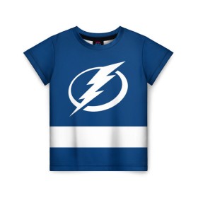 Детская футболка 3D с принтом Tampa Bay Lightning в Кировске, 100% гипоаллергенный полиэфир | прямой крой, круглый вырез горловины, длина до линии бедер, чуть спущенное плечо, ткань немного тянется | hockey | nhl | tampa bay lightning | нхл | хоккей