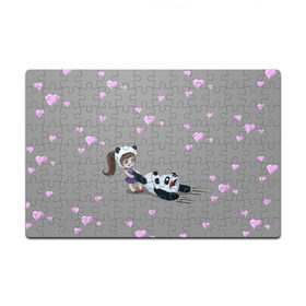 Пазл магнитный 126 элементов с принтом Милая панда в Кировске, полимерный материал с магнитным слоем | 126 деталей, размер изделия —  180*270 мм | анимэ | детям | любовь | панда | сердечки | смешные картинки