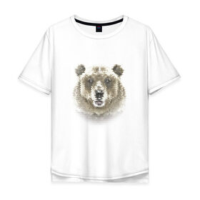 Мужская футболка хлопок Oversize с принтом Медведь из шестиугольников в Кировске, 100% хлопок | свободный крой, круглый ворот, “спинка” длиннее передней части | Тематика изображения на принте: 