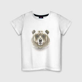 Детская футболка хлопок с принтом Медведь из шестиугольников в Кировске, 100% хлопок | круглый вырез горловины, полуприлегающий силуэт, длина до линии бедер | Тематика изображения на принте: 