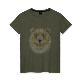 Женская футболка хлопок с принтом Медведь из шестиугольников в Кировске, 100% хлопок | прямой крой, круглый вырез горловины, длина до линии бедер, слегка спущенное плечо | 