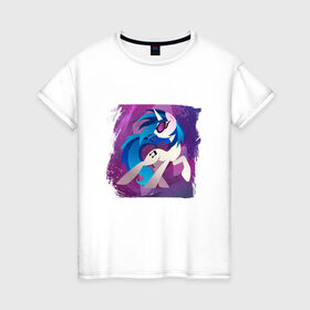 Женская футболка хлопок с принтом My littlle pony Vinyl Scratch в Кировске, 100% хлопок | прямой крой, круглый вырез горловины, длина до линии бедер, слегка спущенное плечо | 