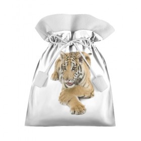 Подарочный 3D мешок с принтом Ласковый тигренок в Кировске, 100% полиэстер | Размер: 29*39 см | дикие | милые | природа | тигр | яркие