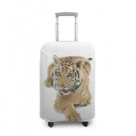 Чехол для чемодана 3D с принтом Ласковый тигренок в Кировске, 86% полиэфир, 14% спандекс | двустороннее нанесение принта, прорези для ручек и колес | дикие | милые | природа | тигр | яркие