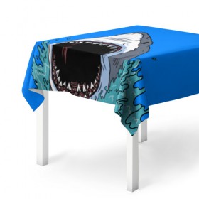Скатерть 3D с принтом shark в Кировске, 100% полиэстер (ткань не мнется и не растягивается) | Размер: 150*150 см | Тематика изображения на принте: fish | ocean | shark | water | акула | море | океан | рыба