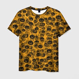 Мужская футболка 3D с принтом Тыквы в Кировске, 100% полиэфир | прямой крой, круглый вырез горловины, длина до линии бедер | halloween | helloween | хеллоуин