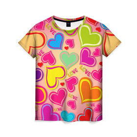 Женская футболка 3D с принтом Любовная фантазия в Кировске, 100% полиэфир ( синтетическое хлопкоподобное полотно) | прямой крой, круглый вырез горловины, длина до линии бедер | любовь | поцелуй | святой валентин | сердце | счастье | я люблю тебя