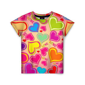 Детская футболка 3D с принтом Любовная фантазия в Кировске, 100% гипоаллергенный полиэфир | прямой крой, круглый вырез горловины, длина до линии бедер, чуть спущенное плечо, ткань немного тянется | любовь | поцелуй | святой валентин | сердце | счастье | я люблю тебя