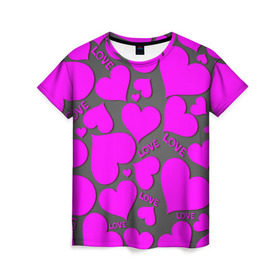 Женская футболка 3D с принтом Любовная история в Кировске, 100% полиэфир ( синтетическое хлопкоподобное полотно) | прямой крой, круглый вырез горловины, длина до линии бедер | любовь | поцелуй | святой валентин | сердце | счастье | я люблю тебя