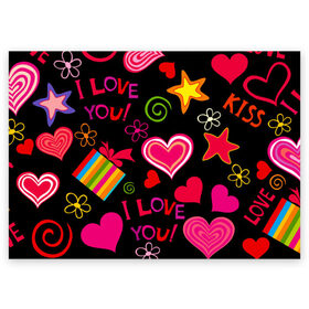 Поздравительная открытка с принтом Праздник любви в Кировске, 100% бумага | плотность бумаги 280 г/м2, матовая, на обратной стороне линовка и место для марки
 | любовь | поцелуй | праздник | святой валентин | сердце | счастье | я люблю тебя