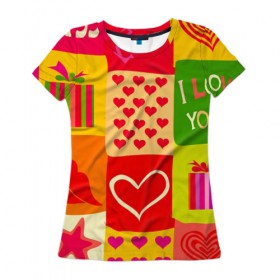 Женская футболка 3D с принтом Праздник любви 2 в Кировске, 100% полиэфир ( синтетическое хлопкоподобное полотно) | прямой крой, круглый вырез горловины, длина до линии бедер | губы | любовь | подарок | поцелуй | праздник | святой валентин | сердце | счастье | я люблю тебя