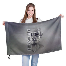Флаг 3D с принтом Fuck Society в Кировске, 100% полиэстер | плотность ткани — 95 г/м2, размер — 67 х 109 см. Принт наносится с одной стороны | fsociety | mr robot | анонимус | мистер робот