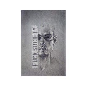 Обложка для паспорта матовая кожа с принтом Fuck Society в Кировске, натуральная матовая кожа | размер 19,3 х 13,7 см; прозрачные пластиковые крепления | fsociety | mr robot | анонимус | мистер робот
