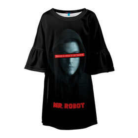 Детское платье 3D с принтом Mr Robot в Кировске, 100% полиэстер | прямой силуэт, чуть расширенный к низу. Круглая горловина, на рукавах — воланы | Тематика изображения на принте: fsociety | mr robot | анонимус | мистер робот