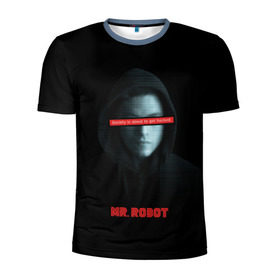 Мужская футболка 3D спортивная с принтом Mr Robot в Кировске, 100% полиэстер с улучшенными характеристиками | приталенный силуэт, круглая горловина, широкие плечи, сужается к линии бедра | Тематика изображения на принте: fsociety | mr robot | анонимус | мистер робот