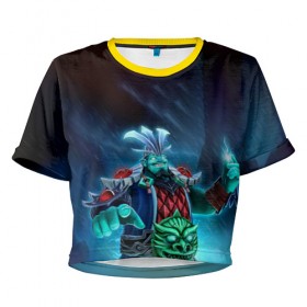 Женская футболка 3D укороченная с принтом Молния в Кировске, 100% полиэстер | круглая горловина, длина футболки до линии талии, рукава с отворотами | dota | dota 2 | storm spirit | дота | шторм спирит