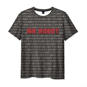 Мужская футболка 3D с принтом Mr Robot в Кировске, 100% полиэфир | прямой крой, круглый вырез горловины, длина до линии бедер | mister | мистер | робот
