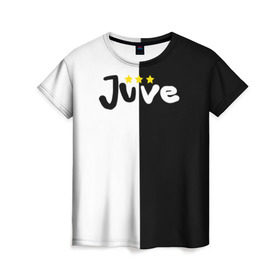 Женская футболка 3D с принтом Juventus в Кировске, 100% полиэфир ( синтетическое хлопкоподобное полотно) | прямой крой, круглый вырез горловины, длина до линии бедер | 