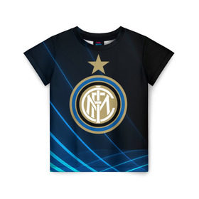 Детская футболка 3D с принтом Inter Milan в Кировске, 100% гипоаллергенный полиэфир | прямой крой, круглый вырез горловины, длина до линии бедер, чуть спущенное плечо, ткань немного тянется | inter | milan | интер | италия | милан | футбол | футболист