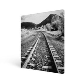 Холст квадратный с принтом Железная дорога в Кировске, 100% ПВХ |  | black   white | landscape | mountains | photo | rail | rails | road | sky | sleepers | trees | горы | деревья | дорога | железная | небо | пейзаж | рельсы | фото | черно   белое | шпалы