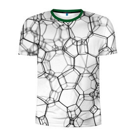 Мужская футболка 3D спортивная с принтом Пузыри в Кировске, 100% полиэстер с улучшенными характеристиками | приталенный силуэт, круглая горловина, широкие плечи, сужается к линии бедра | абстракция | пузыри | сетка