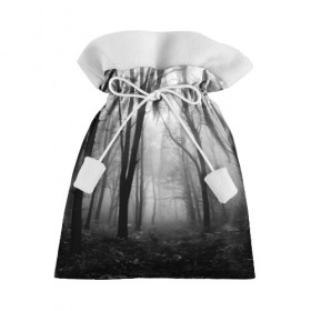 Подарочный 3D мешок с принтом Туман в лесу в Кировске, 100% полиэстер | Размер: 29*39 см | black   white | fog | forest | morning | photo | silhouette | trees | деревья | лес | силуэт | туман | утро | фото | черно   белое