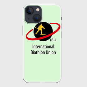 Чехол для iPhone 13 mini с принтом IBU в Кировске,  |  | biathlon | ibu | international biathlon union | биатлон | гонка | зимний спорт | кубок мира | олимпиада | спорт | спринт | чемпионат | чемпионат мира | эстафета