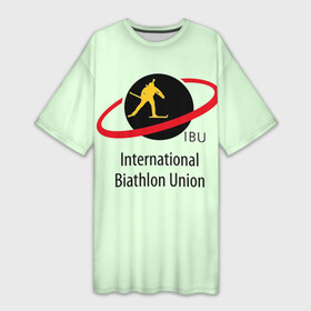 Платье-футболка 3D с принтом IBU в Кировске,  |  | biathlon | ibu | international biathlon union | биатлон | гонка | зимний спорт | кубок мира | олимпиада | спорт | спринт | чемпионат | чемпионат мира | эстафета