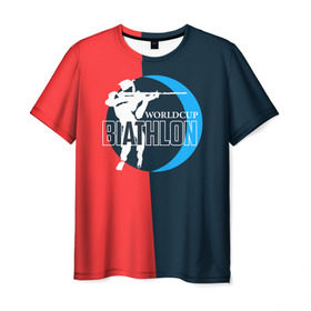 Мужская футболка 3D с принтом Biathlon worldcup в Кировске, 100% полиэфир | прямой крой, круглый вырез горловины, длина до линии бедер | biathlon | биатлон | гонка | зимний спорт | кубок мира | олимпиада | спорт | спринт | чемпионат | чемпионат мира | эстафета