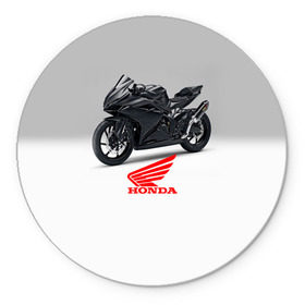 Коврик круглый с принтом Honda 3 в Кировске, резина и полиэстер | круглая форма, изображение наносится на всю лицевую часть | Тематика изображения на принте: honda | moto | мото | мотоцикл | мотоциклы | хонда