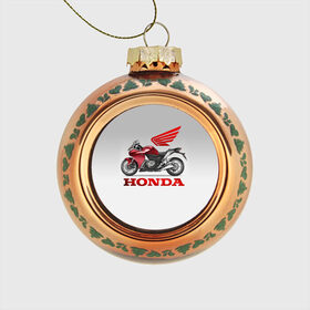 Стеклянный ёлочный шар с принтом Honda 2 в Кировске, Стекло | Диаметр: 80 мм | honda | moto | мото | мотоцикл | мотоциклы | хонда