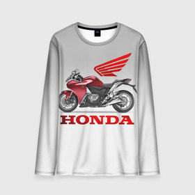 Мужской лонгслив 3D с принтом Honda 2 в Кировске, 100% полиэстер | длинные рукава, круглый вырез горловины, полуприлегающий силуэт | honda | moto | мото | мотоцикл | мотоциклы | хонда