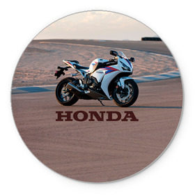 Коврик круглый с принтом Honda 1 в Кировске, резина и полиэстер | круглая форма, изображение наносится на всю лицевую часть | Тематика изображения на принте: honda | moto | мото | мотоцикл | мотоциклы | хонда