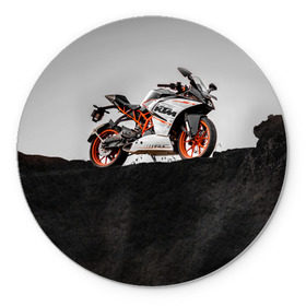 Коврик круглый с принтом KTM 5 в Кировске, резина и полиэстер | круглая форма, изображение наносится на всю лицевую часть | ktm | moto | катээм | ктм | мото | мотоцикл | мотоциклы