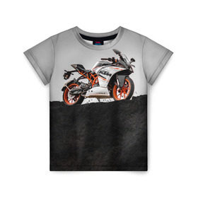 Детская футболка 3D с принтом KTM 5 в Кировске, 100% гипоаллергенный полиэфир | прямой крой, круглый вырез горловины, длина до линии бедер, чуть спущенное плечо, ткань немного тянется | ktm | moto | катээм | ктм | мото | мотоцикл | мотоциклы