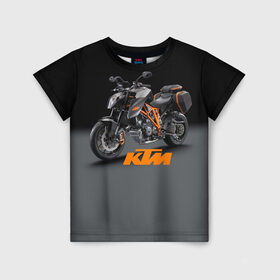 Детская футболка 3D с принтом KTM 4 в Кировске, 100% гипоаллергенный полиэфир | прямой крой, круглый вырез горловины, длина до линии бедер, чуть спущенное плечо, ткань немного тянется | ktm | moto | катээм | ктм | мото | мотоцикл | мотоциклы