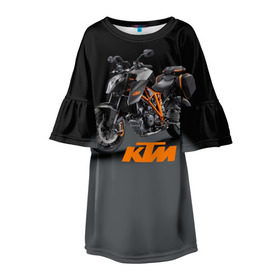 Детское платье 3D с принтом KTM 4 в Кировске, 100% полиэстер | прямой силуэт, чуть расширенный к низу. Круглая горловина, на рукавах — воланы | ktm | moto | катээм | ктм | мото | мотоцикл | мотоциклы