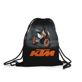 Рюкзак-мешок 3D с принтом KTM 2 в Кировске, 100% полиэстер | плотность ткани — 200 г/м2, размер — 35 х 45 см; лямки — толстые шнурки, застежка на шнуровке, без карманов и подкладки | Тематика изображения на принте: ktm | moto | катээм | ктм | мото | мотоцикл | мотоциклы