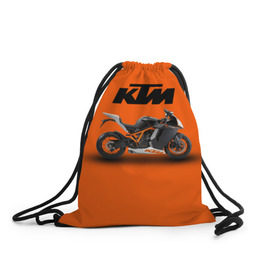 Рюкзак-мешок 3D с принтом KTM 1 в Кировске, 100% полиэстер | плотность ткани — 200 г/м2, размер — 35 х 45 см; лямки — толстые шнурки, застежка на шнуровке, без карманов и подкладки | Тематика изображения на принте: ktm | moto | катээм | ктм | мото | мотоцикл | мотоциклы