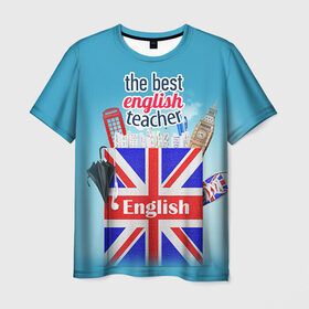 Мужская футболка 3D с принтом Учителю Английского языка в Кировске, 100% полиэфир | прямой крой, круглый вырез горловины, длина до линии бедер |  английский | день учителя | педагог | учитель | язык