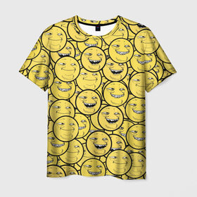 Мужская футболка 3D с принтом ПеКа-фейс в Кировске, 100% полиэфир | прямой крой, круглый вырез горловины, длина до линии бедер | колобок | луна | пека | смайл | смайлик | солнце | фейс