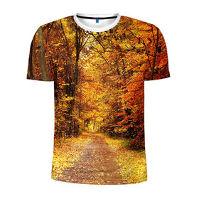 Мужская футболка 3D спортивная с принтом Осень в Кировске, 100% полиэстер с улучшенными характеристиками | приталенный силуэт, круглая горловина, широкие плечи, сужается к линии бедра | autumn | bright | colors | forest | paint | trees | деревья | краски | лес | осень | цвета | яркие
